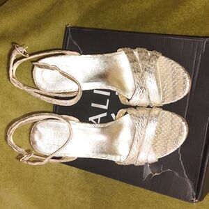 Ladies gold high heeled sandals